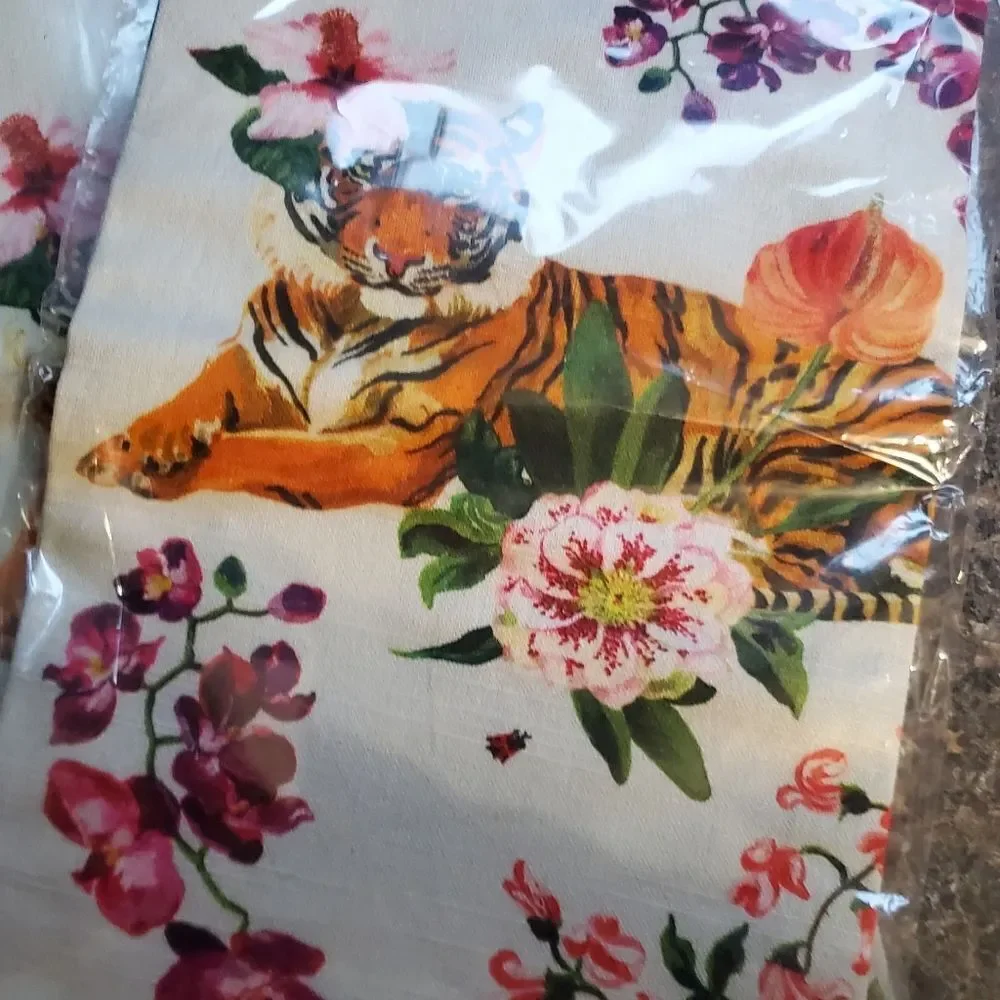 Anthropologie Tropical Tiger Print Dish Towel
